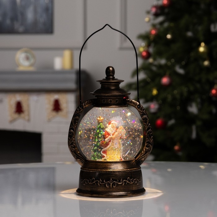 Фигура светодиодная  Фигура светодиодная "Дед Мороз и ёлка" 20х14х11 см, от бат. батарейки ААx3 (не в комплекте), USB, свечение тёплый белый