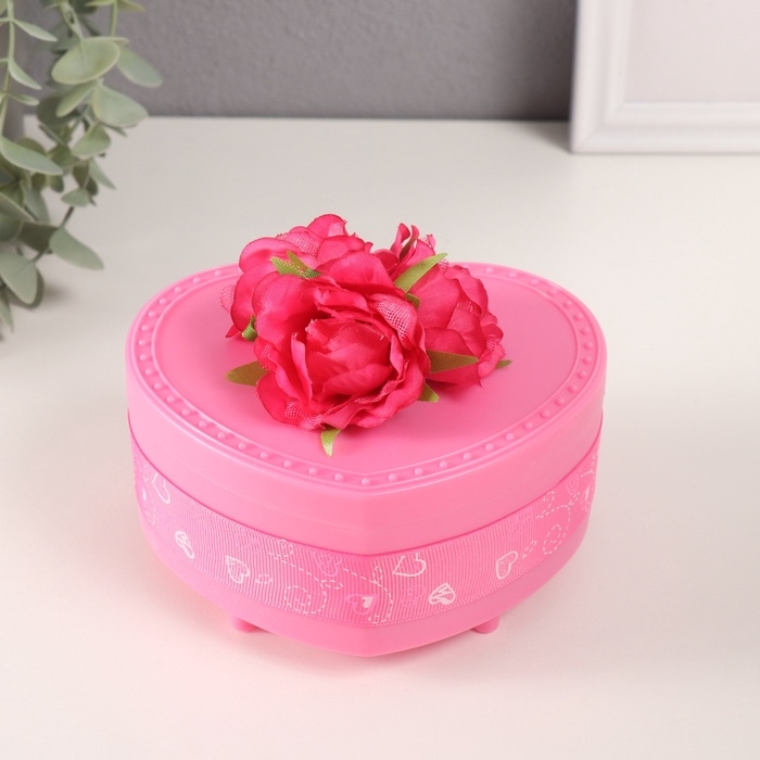 Шкатулка музыкальная механическая Шкатулка музыкальная механическая "Нежные розы" малиновая 12х13,5х10,5 см