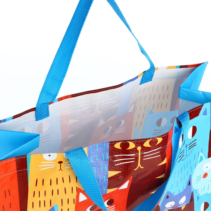 Сумка хозяйственная без застёжки, цвет голубой/разноцветный Сумка хозяйственная без застёжки, цвет голубой/разноцветный