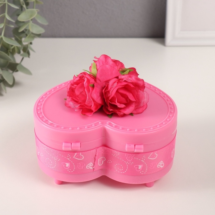Шкатулка музыкальная механическая Шкатулка музыкальная механическая "Нежные розы" малиновая 12х13,5х10,5 см