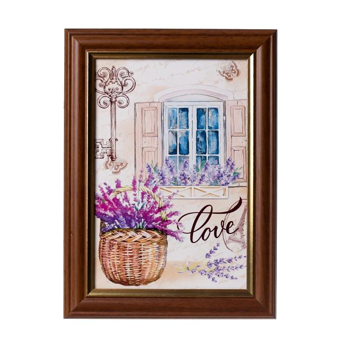 Ключница Ключница "Окно с лавандой" 15х21 см орех