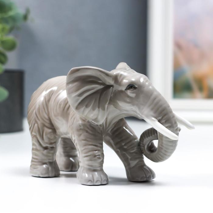 Сувенир керамика Сувенир керамика "Серый слон - хобот закручен" 10,5 см