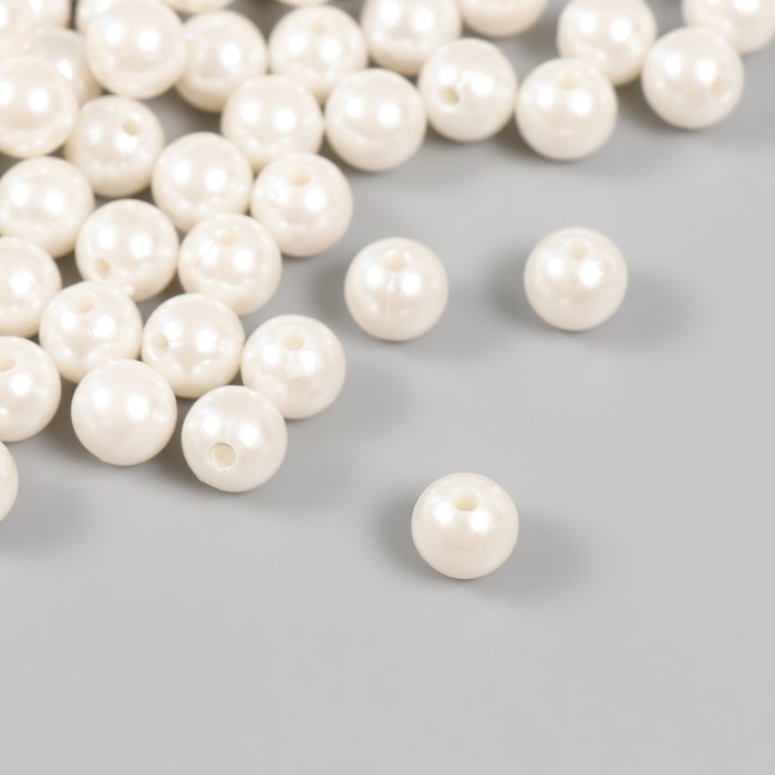 Набор бусин Набор бусин "Жемчуг" d 10 мм, 250 гр, белый