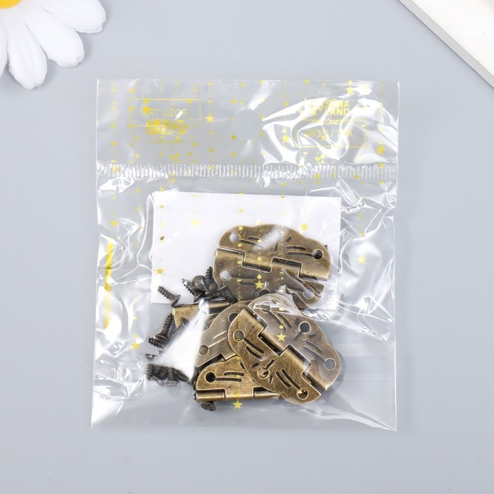 Петля для шкатулки металл фигурная бронза (набор 6 шт) 1,9х2,8 см