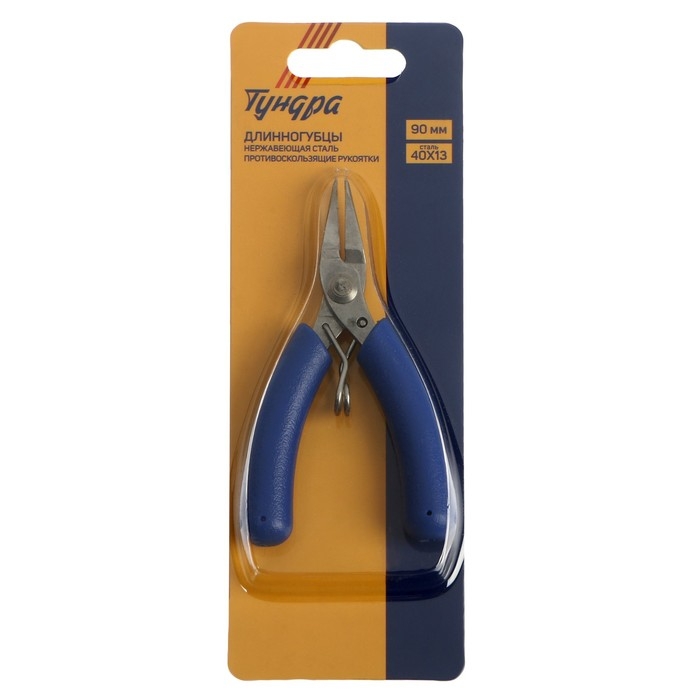Длинногубцы для электроники, ТУНДРА mini, нерж. сталь, противоскользящие рукоятки, 90 мм Длинногубцы для электроники, ТУНДРА mini, нерж. сталь, противоскользящие рукоятки, 90 мм