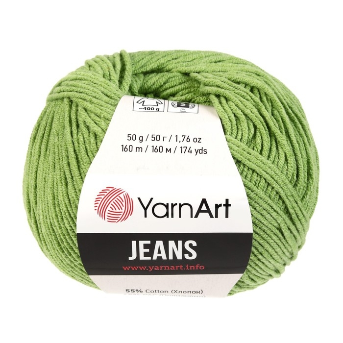 Пряжа Пряжа "Jeans" 55% хлопок, 45% акрил 160м/50гр (69 трава)