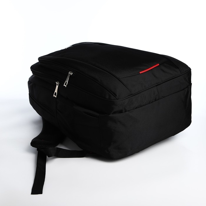 Рюкзак молодёжный на молниях, 4 наружных кармана, цвет чёрный/красный Рюкзак молодёжный на молниях, 4 наружных кармана, цвет чёрный/красный