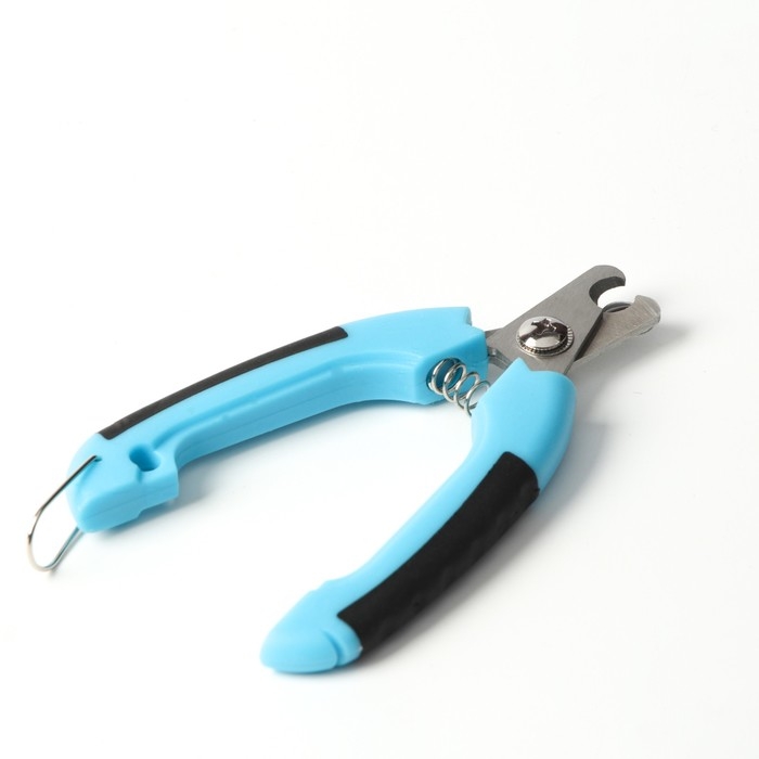 Когтерез боковой малый с закругленными резиновыми ручками,отверстие 8 мм,чёрный с голубым Когтерез боковой малый с закругленными резиновыми ручками,отверстие 8 мм,чёрный с голубым