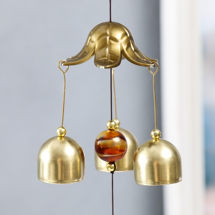 Музыка ветра металл Музыка ветра металл "Сердечко с розой в круге" 3 колокольчика 1 фигурка 40 см