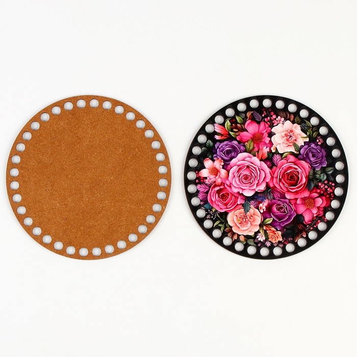 Донышки для вязания 2 в 1 «Букет цветов», круг 15 см, хдф 3 мм Донышки для вязания 2 в 1 «Букет цветов», круг 15 см, хдф 3 мм