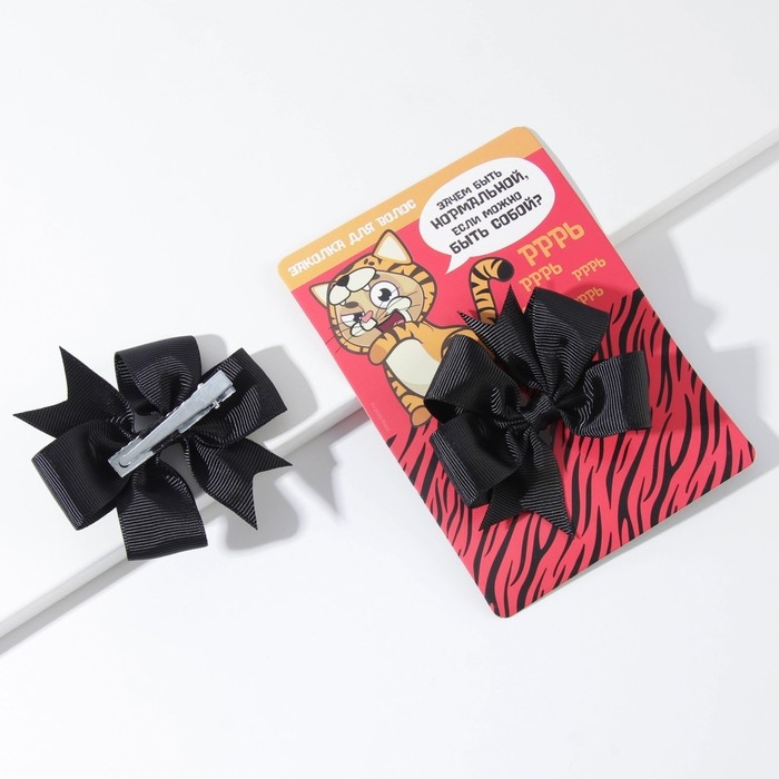 Заколка для волос с бантом «Котик« 10 х 14 см Заколка для волос с бантом «Котик« 10 х 14 см