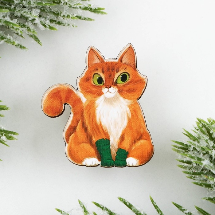 Значок новогодний в коробочке «Кот» 3 х 3,3 см Значок новогодний в коробочке «Кот» 3 х 3,3 см