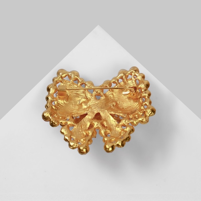 Брошь &laquo;Бант&raquo;, цветная в матовом золоте