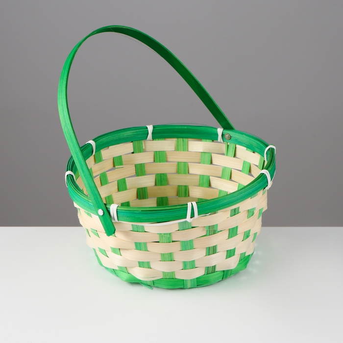 Корзина плетёная, 21 х 21 х 10/24 см, бамбук, зеленая Корзина плетёная, 21 х 21 х 10/24 см, бамбук, зеленая
