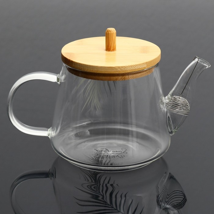 Чайник стеклянный заварочный с бамбуковой крышкой «Тропики», 600 мл Чайник стеклянный заварочный с бамбуковой крышкой «Тропики», 600 мл
