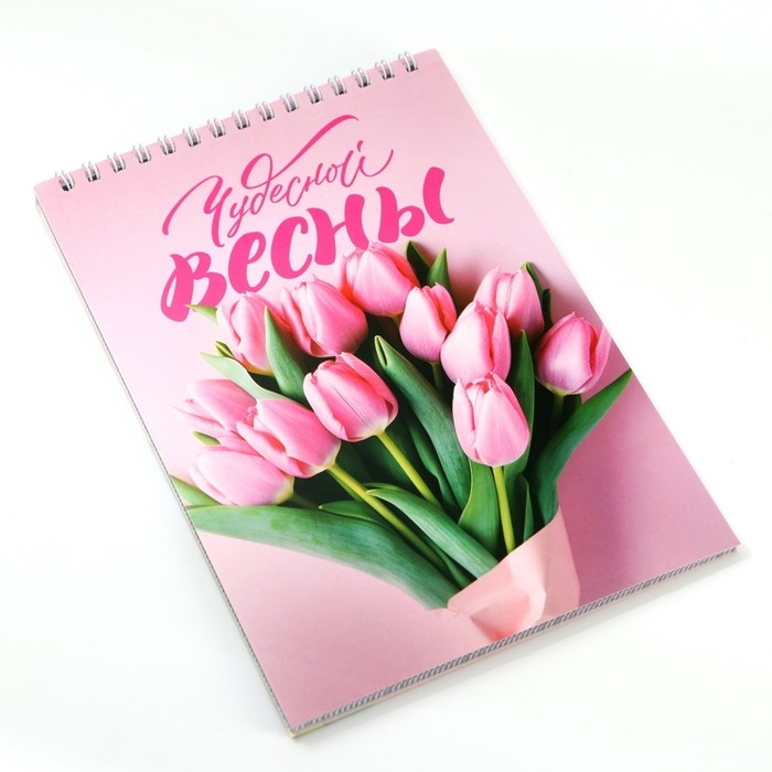 Блокнот А5,40 л на гребне, обложка картон &laquo;Чудесной весны&raquo;