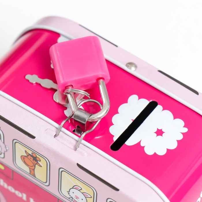 Копилка металл с замочком Копилка металл с замочком "Звери в автобусе" МИКС 11х5,5х6,7 см