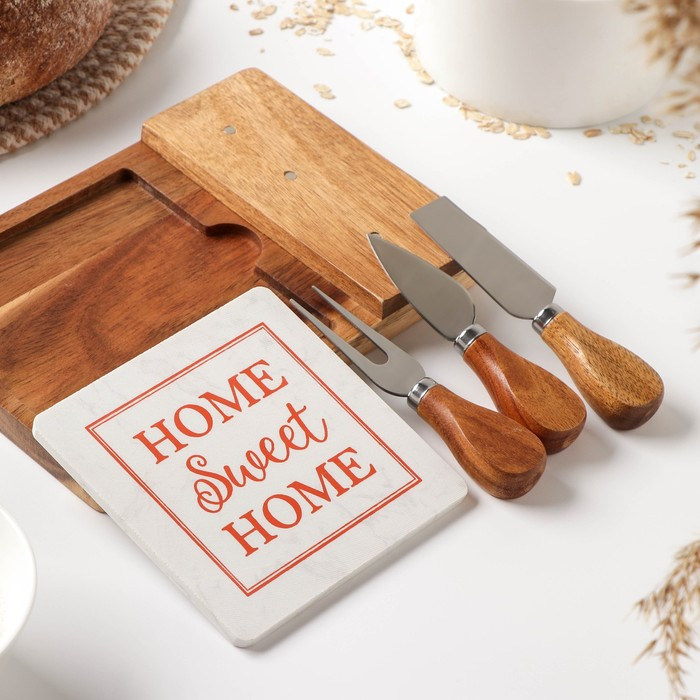 Набор для подачи сыра Shape, 3 ножа, доска, 21×14×2,5 см, акация Набор для подачи сыра Shape, 3 ножа, доска, 21×14×2,5 см, акация