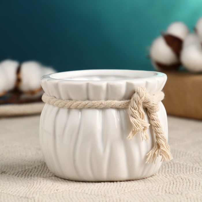 Кашпо  Кашпо "Мешочек Мартин" круглый, 9х7см, белый