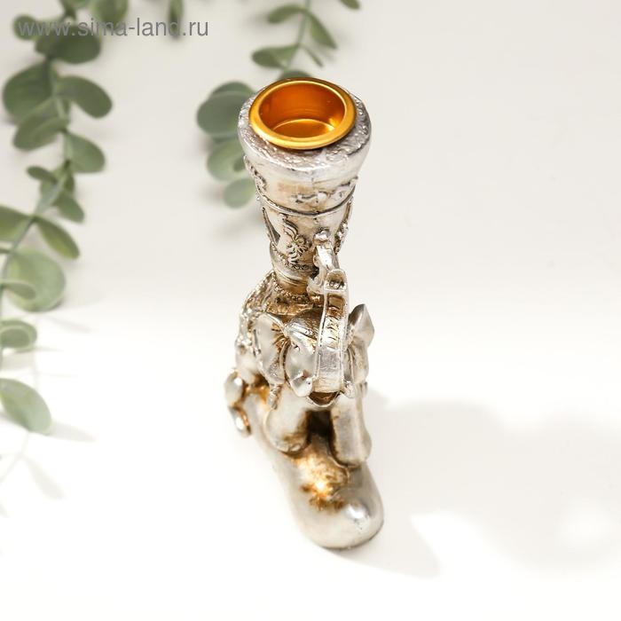 Сувенир полистоун подсвечник зеркальные вставки Сувенир полистоун подсвечник зеркальные вставки "Индийский слон на бревне" 12,5х7,5х3,2 см