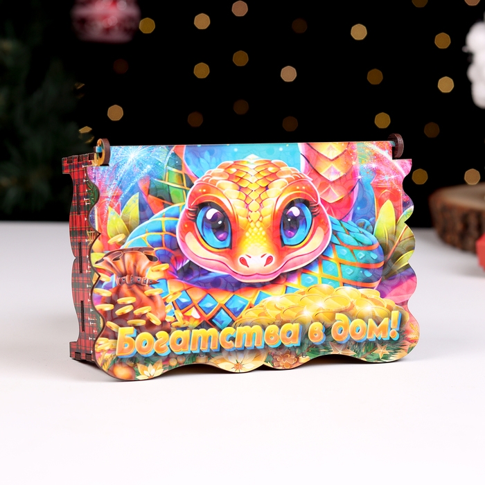 Шкатулка  Шкатулка "Символ года 2025.Богатства в дом" 15х9,5х5,5 см