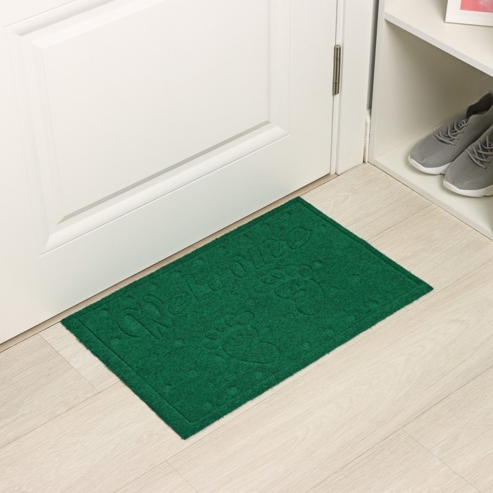 Коврик придверный Доляна &laquo;Следочки&raquo;, влаговпитывающий, без окантовки, 38&times;58 см, цвет МИКС