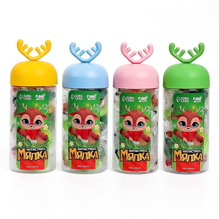 Новогодняя антистресс сквиш мялка «Новый год», в банке, цвета МИКС Новогодняя антистресс сквиш мялка «Новый год», в банке, цвета МИКС