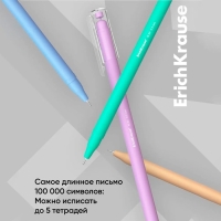 Ручка шариковая ErichKrause Slim Stick "Pastel Bloom", игольчатый узел 0.7 мм, синяя, тонкий дизайн Soft Touch, микс