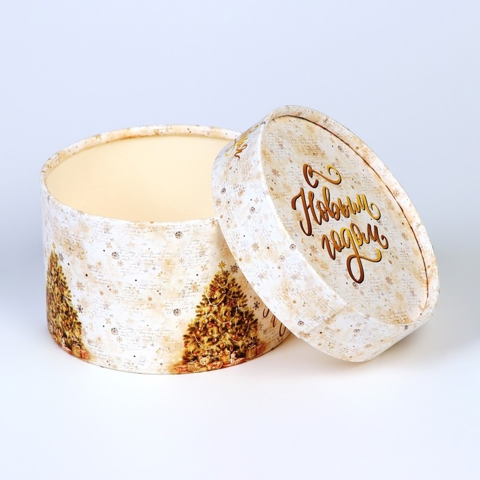 Новый год. Коробка подарочная новогодняя для макарун тубус без окна Новый год. Коробка подарочная новогодняя для макарун тубус без окна "Ёлочка", 12 х 8 см.