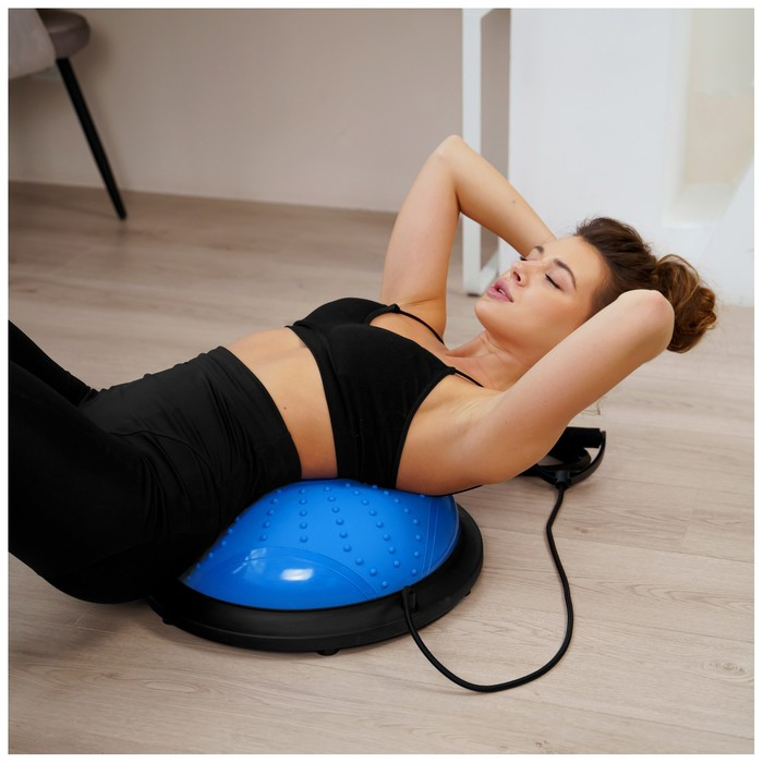 Полусфера BOSU гимнастическая ONLYTOP, массажная, с насосом, 46х20 см, цвет синий Полусфера BOSU гимнастическая ONLYTOP, массажная, с насосом, 46х20 см, цвет синий