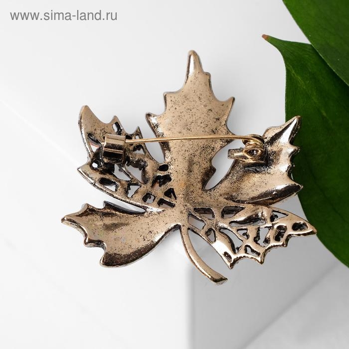 Брошь «Лист кленовый» стеклянный, цвет зелёный в чернёном золоте Брошь «Лист кленовый» стеклянный, цвет зелёный в чернёном золоте