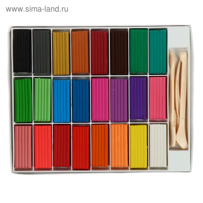 Пластилин GLOBUS Пластилин GLOBUS "Классический", 24 цвета, 480 г + 4 стека