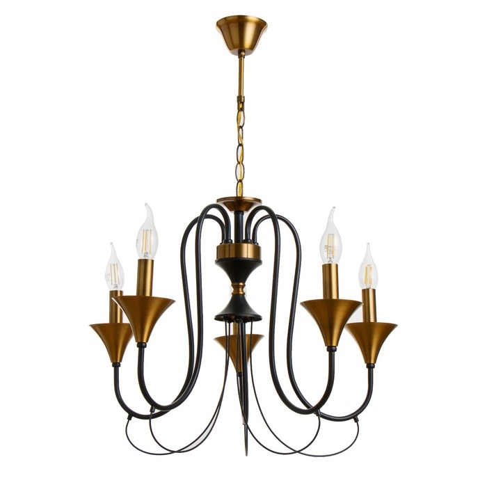 Люстра Люстра "Элимин" 5хЕ14 40Вт черно-золотой 56х75х56 см BayerLux