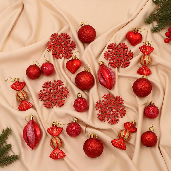 Набор украшений пластик 22 шт Набор украшений пластик 22 шт "Чудесный день" красный