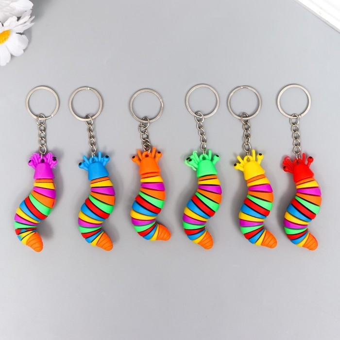Брелок резина Брелок резина "Радужная гусеница" МИКС 2х2х7,5 см