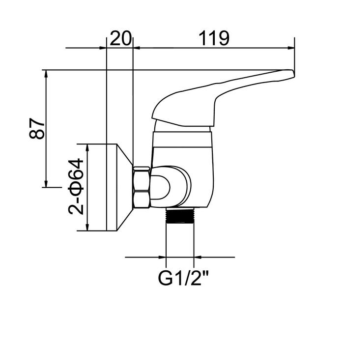 Смеситель душа Accoona А8060, однорычажный, хром Смеситель душа Accoona А8060, однорычажный, хром