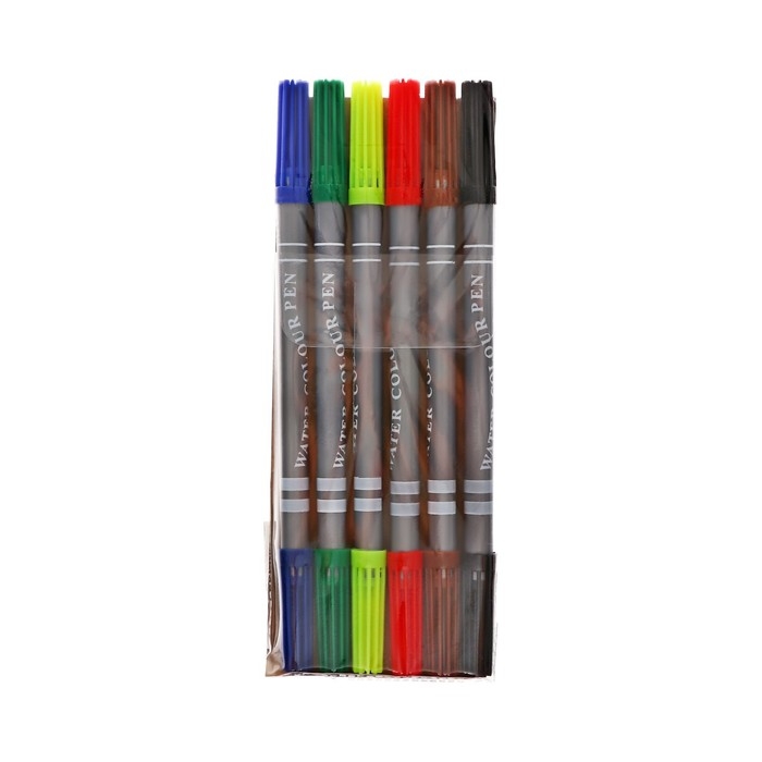 Фломастеры, 6 цветов, двусторонние, круглый наконечник 2 мм/5 мм, вентилируемый колпачок, в блистере Фломастеры, 6 цветов, двусторонние, круглый наконечник 2 мм/5 мм, вентилируемый колпачок, в блистере