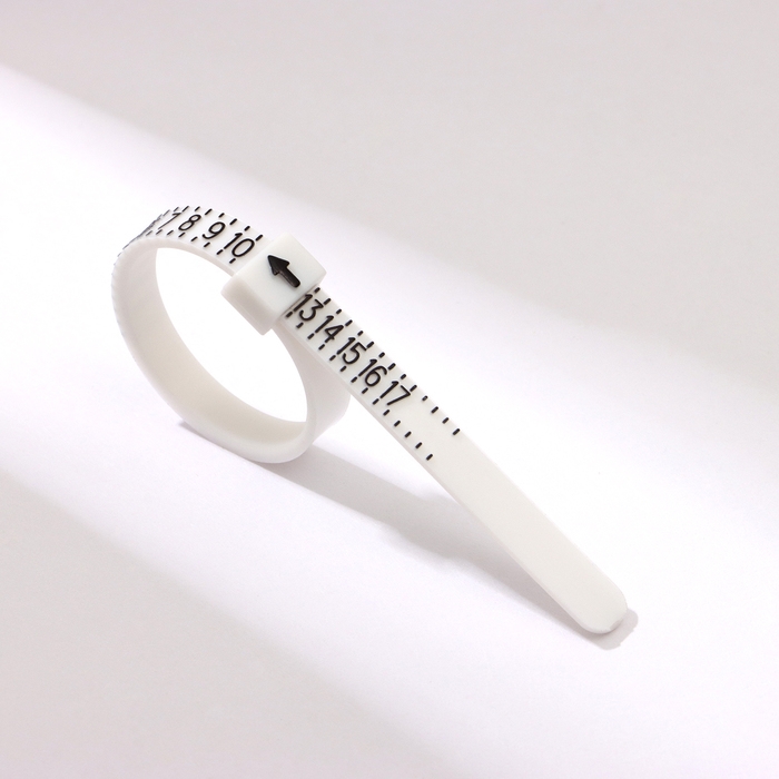 Прибор для измерения размера кольца «Кольцемер-лента», 11,5×0,8×0,8 см, цвет белый