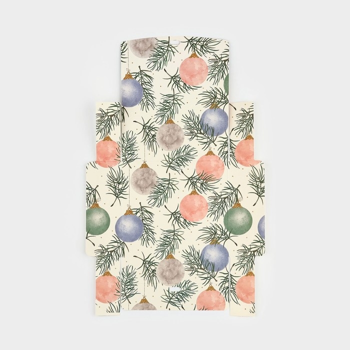 Коробка подарочная новогодняя складная двухсторонняя «Новогодние шары», 20 х 18 х 5 см, Новый год Коробка подарочная новогодняя складная двухсторонняя «Новогодние шары», 20 х 18 х 5 см, Новый год