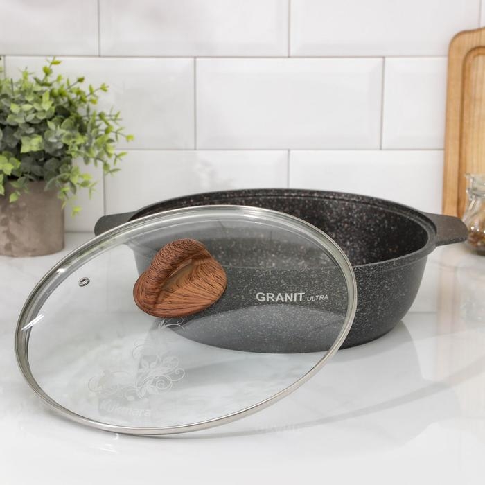 Кастрюля-жаровня Granit ultra original, 3 л, d=27см, стеклянная крышка, антипригарное покрытие, цвет чёрный Кастрюля-жаровня Granit ultra original, 3 л, d=27см, стеклянная крышка, антипригарное покрытие, цвет чёрный
