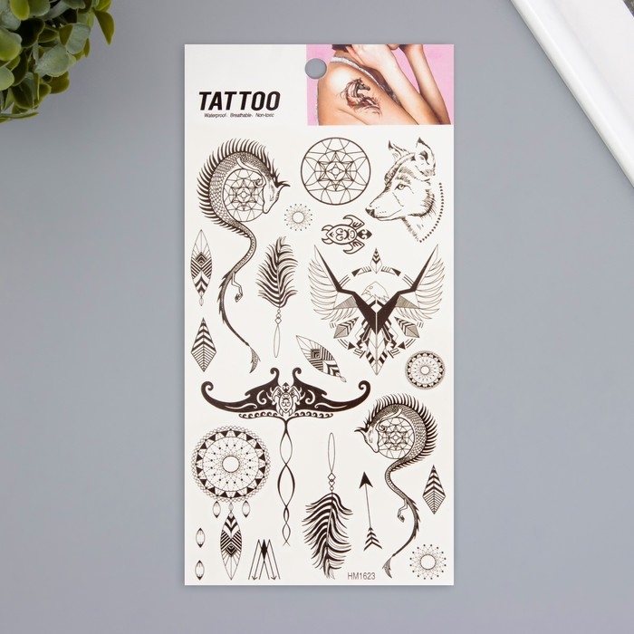 Татуировка на тело чёрная Татуировка на тело чёрная "Сила природы" 10х20,5 см