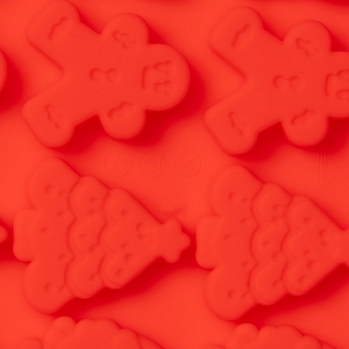 Форма для мармелада Доляна «Новогоднее настроение», силикон, 72 ячейки, 29×18×0,6 см , цвет красный Форма для мармелада Доляна «Новогоднее настроение», силикон, 72 ячейки, 29×18×0,6 см , цвет красный