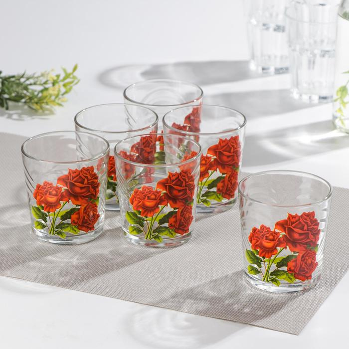 Набор стаканов для коктейля «Букеты», 210 мл, 6 шт, рисунок МИКС Набор стаканов для коктейля «Букеты», 210 мл, 6 шт, рисунок МИКС