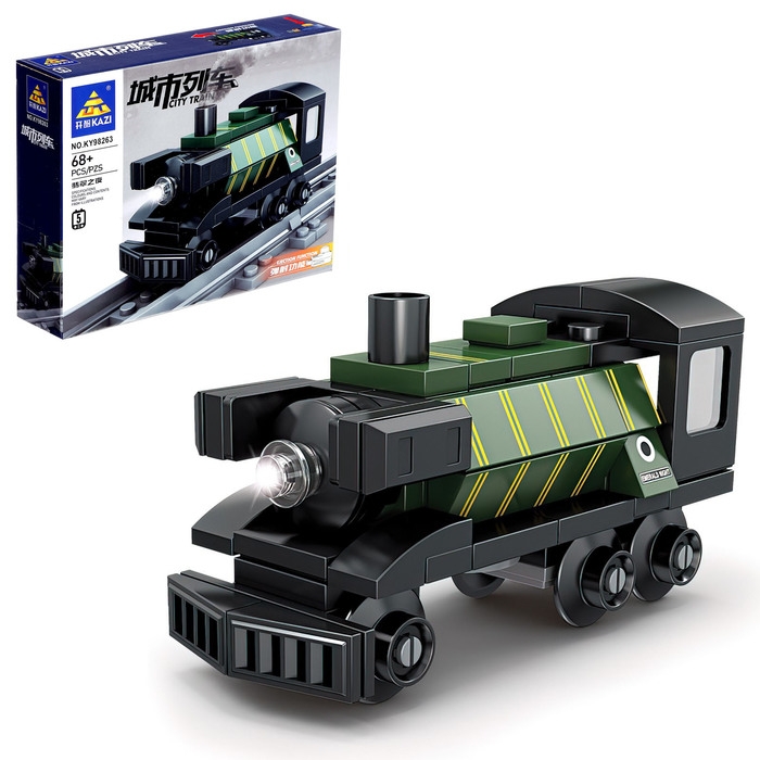 Конструктор &laquo;ЖД. Паровоз&raquo;, с запуском, 68 деталей