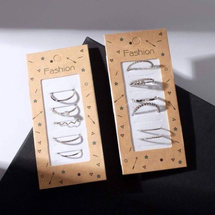 Кольцо набор 5 штук «Идеальные пальчики» искушение, цвет белый в серебре