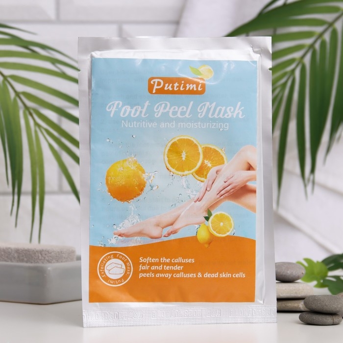 Отшелушивающая маска-носки для ног на основе апельсина, размер универсальный, 1 пара Отшелушивающая маска-носки для ног на основе апельсина, размер универсальный, 1 пара
