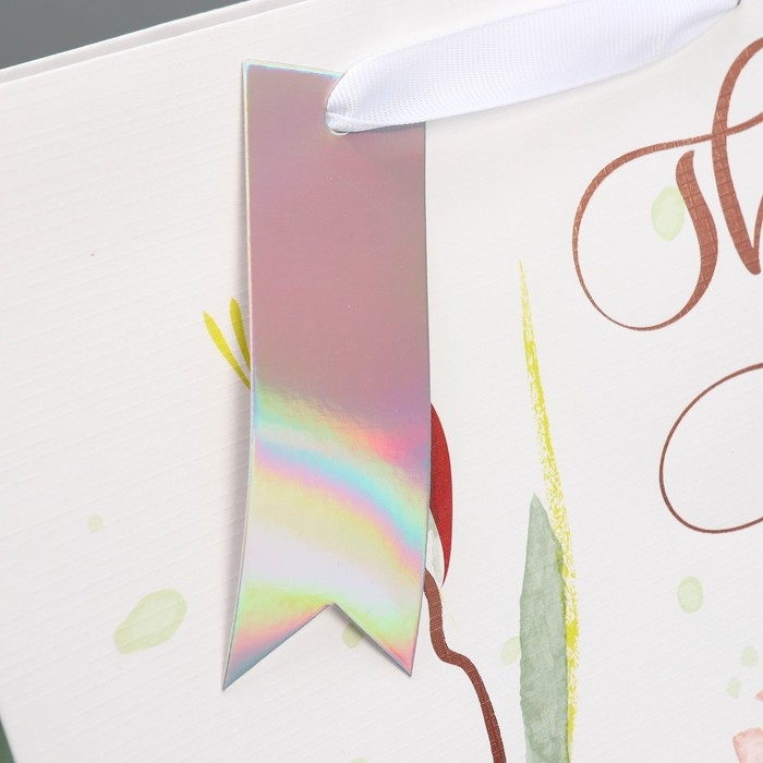 Пакет подарочный ламинированный, упаковка, «Спасибо», 25.4 х 30.5 х 12.7 см