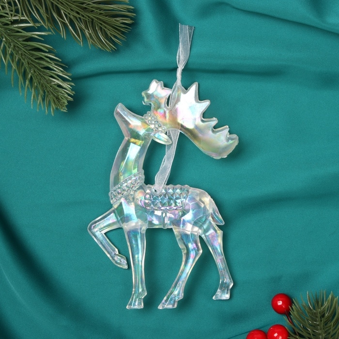 Украшение ёлочное Украшение ёлочное "Гордый олень" 13х8 см, прозрачный перелив