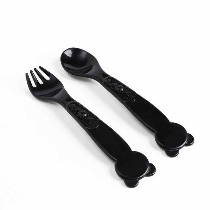 Набор детской посуды «Люблю есть», тарелка на присоске 250мл, вилка, ложка Набор детской посуды «Люблю есть», тарелка на присоске 250мл, вилка, ложка