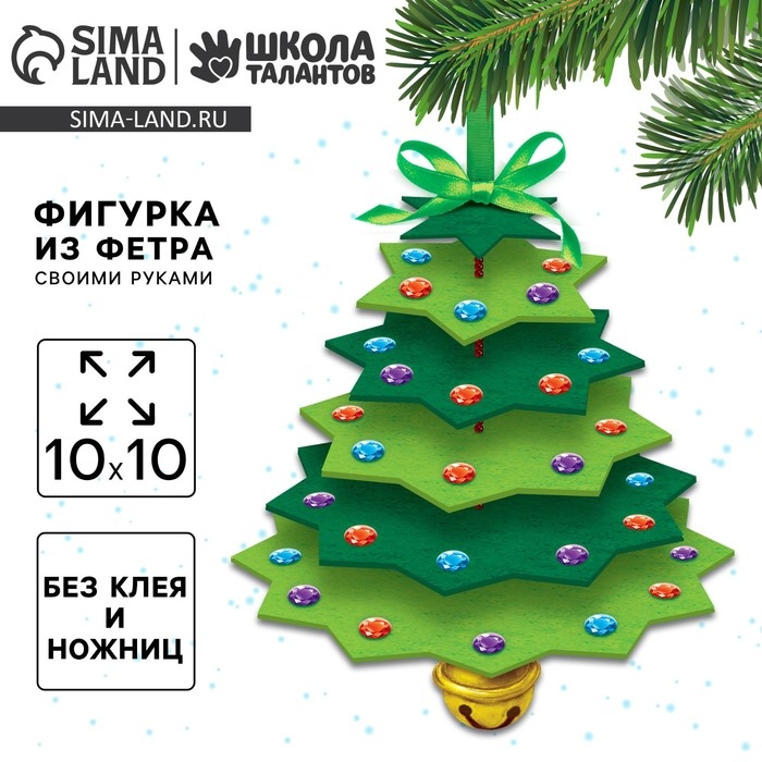 Новогодняя игрушка из фетра «Новый год! ёлочка с колокольчиком» Новогодняя игрушка из фетра «Новый год! ёлочка с колокольчиком»